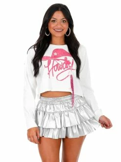 Blue B Tops Howdy Studded Fringe Graphic Sweatshirt