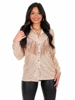 Blue B Like A Cowgirl Sequin Fringe Top Tops