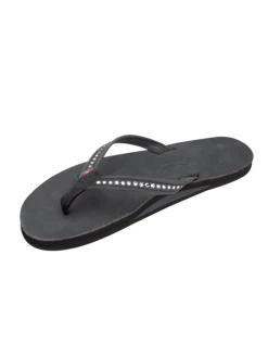 Footwear Crystal Collection Leather Sandal - Black