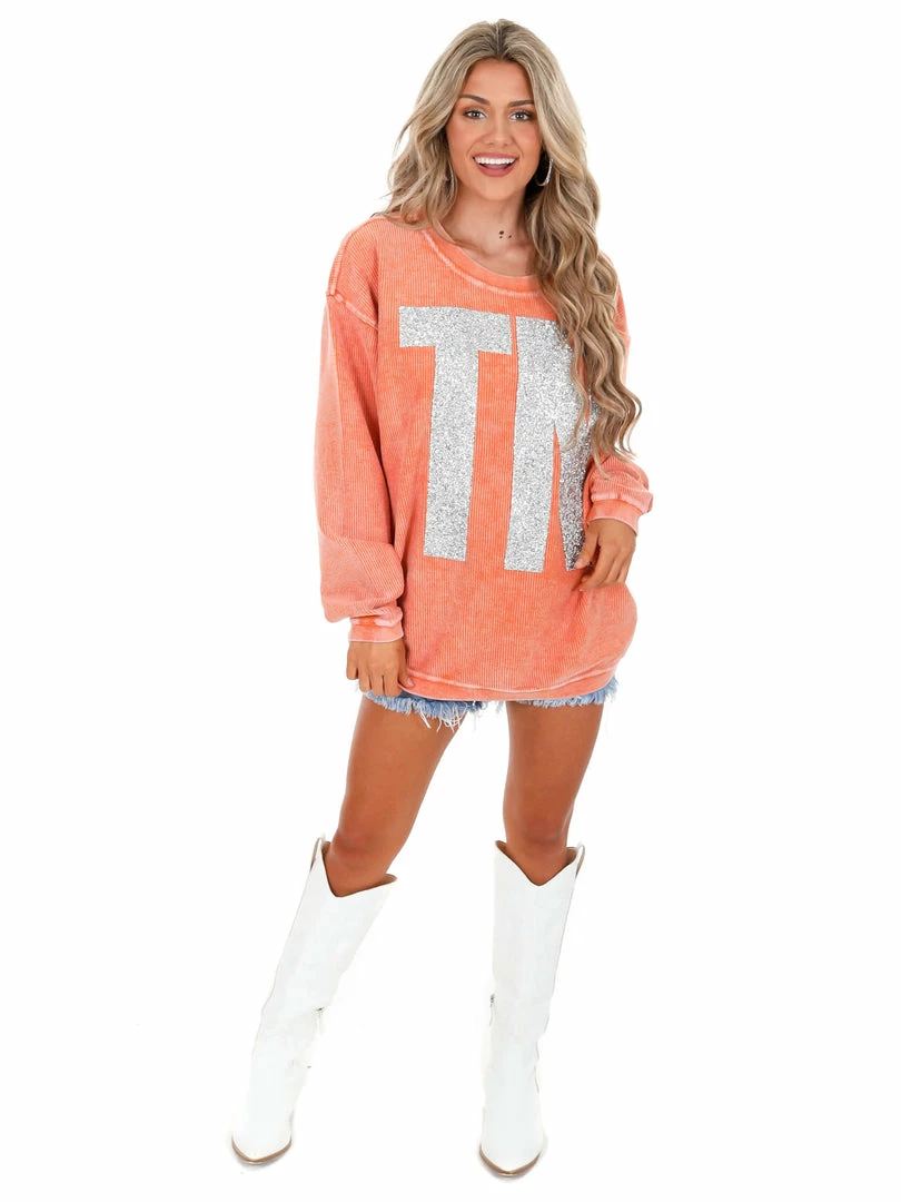 Flash Sale 🔥 Josie's Boutique Oversized Silver Glitter TN Corded Pullover 🎉 2 Josie's Boutique Oversized Silver Glitter TN Corded Pullover