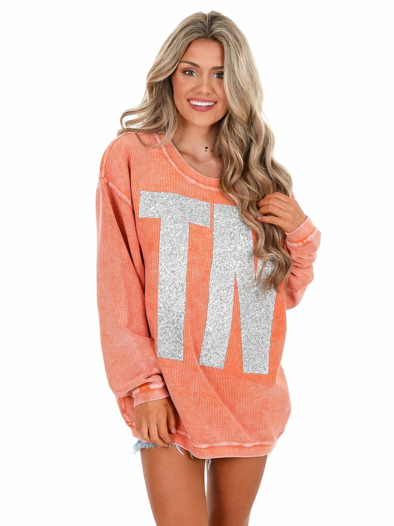 Flash Sale 🔥 Josie's Boutique Oversized Silver Glitter TN Corded Pullover 🎉 1 Josie's Boutique Oversized Silver Glitter TN Corded Pullover