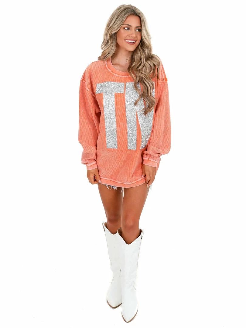 Flash Sale 🔥 Josie's Boutique Oversized Silver Glitter TN Corded Pullover 🎉 6 Josie's Boutique Oversized Silver Glitter TN Corded Pullover