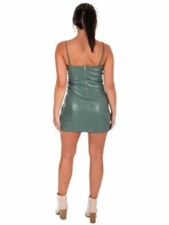 Love Tree Wake The Town Leather Mini Dress
