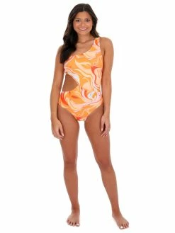 Beach Joy Bikini Sale Sweet Summertime Groovy Orange One Piece Swimsuit