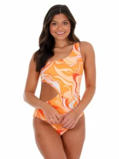 Beach Joy Bikini Sale Sweet Summertime Groovy Orange One Piece Swimsuit