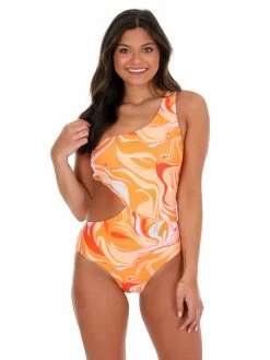Beach Joy Bikini Sale Sweet Summertime Groovy Orange One Piece Swimsuit
