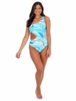 Beach Joy Bikini Sweet Summertime Groovy Blue One Piece Swimsuit Sale
