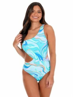 Beach Joy Bikini Sweet Summertime Groovy Blue One Piece Swimsuit Sale