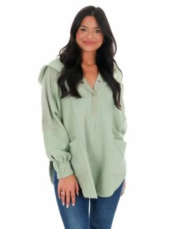 Outlet 😍 Aemi+CO Whole Heart Henley Pullover New Arrivals 👍 56 Aemi+CO Whole Heart Henley Pullover New Arrivals