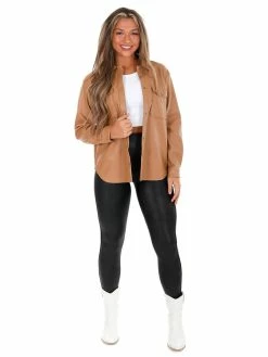 Love Tree Tops Hurry Love Leather Shacket