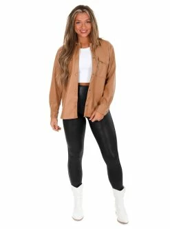 Love Tree Tops Hurry Love Leather Shacket