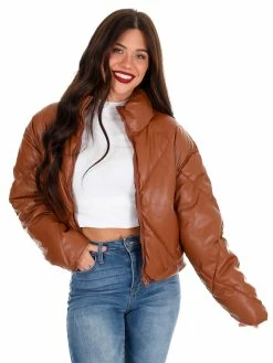 Love Tree Unforgettable Faux Leather Puffer Jacket December Steal Sale