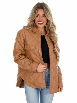 Love Tree Sale Faux Leather Quilted Shacket December Steal