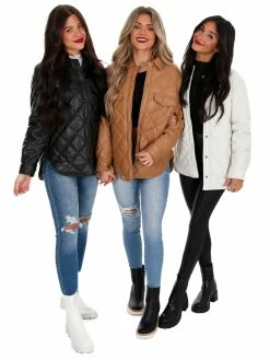 Love Tree Sale Faux Leather Quilted Shacket December Steal