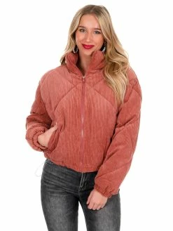 Love Tree Sale Quilted Corduroy Puffer Jacket December Steal