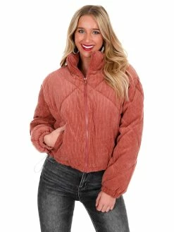 Love Tree Sale Quilted Corduroy Puffer Jacket December Steal