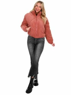 Love Tree Sale Quilted Corduroy Puffer Jacket December Steal