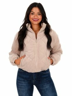 Love Tree Sale Quilted Corduroy Puffer Jacket December Steal