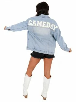 Love Tree Chenille Gameday Denim Jacket Apparel