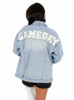 Love Tree Chenille Gameday Denim Jacket Apparel
