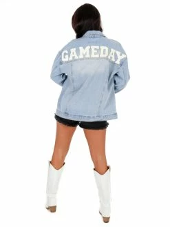 Love Tree Chenille Gameday Denim Jacket Apparel