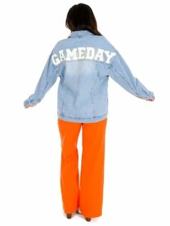 Love Tree Chenille Gameday Denim Jacket Apparel
