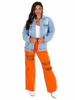 Love Tree Chenille Gameday Denim Jacket Apparel