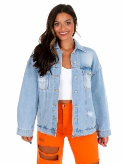 Love Tree Chenille Gameday Denim Jacket Apparel