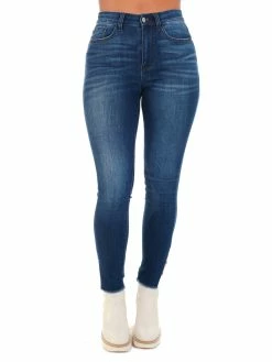 Judy Blue Bottoms Mid Rise Tall Minimal Destroy Straight