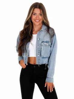 Love Tree Apparel Cropped Chenille TENN Denim Jacket