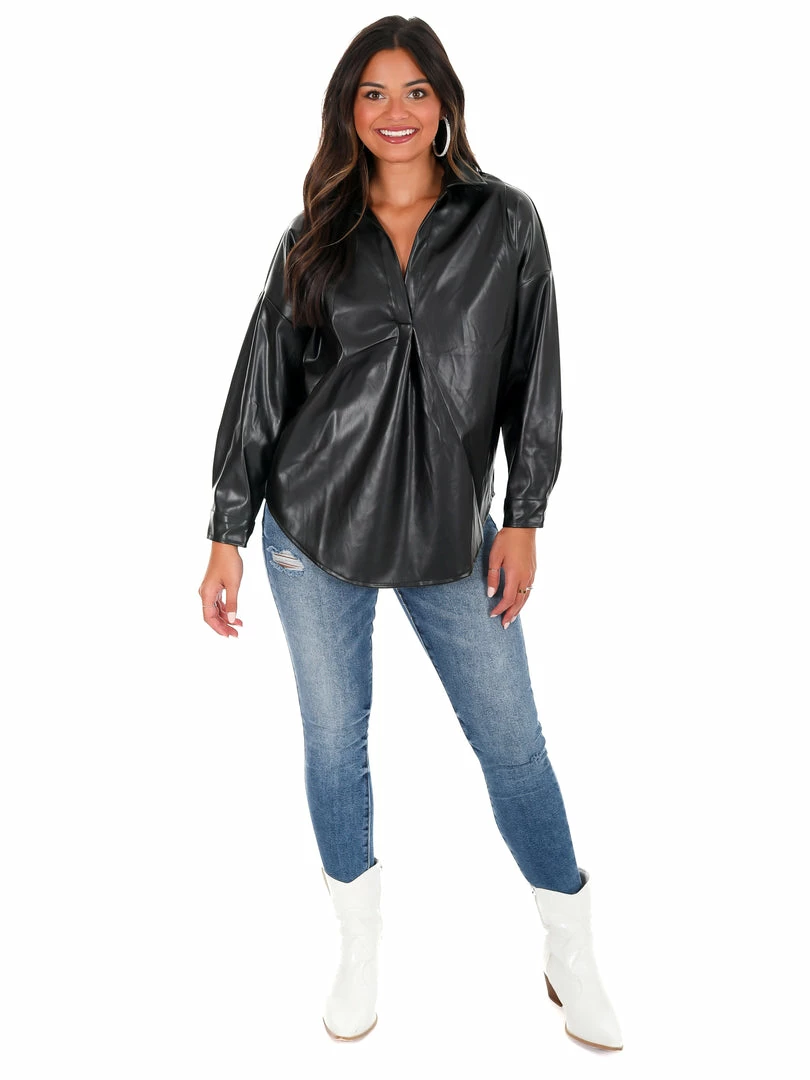 Hot Sale ✨ Day + Moon From My Heart Oversized Leather Top 🎉 2 Day + Moon From My Heart Oversized Leather Top