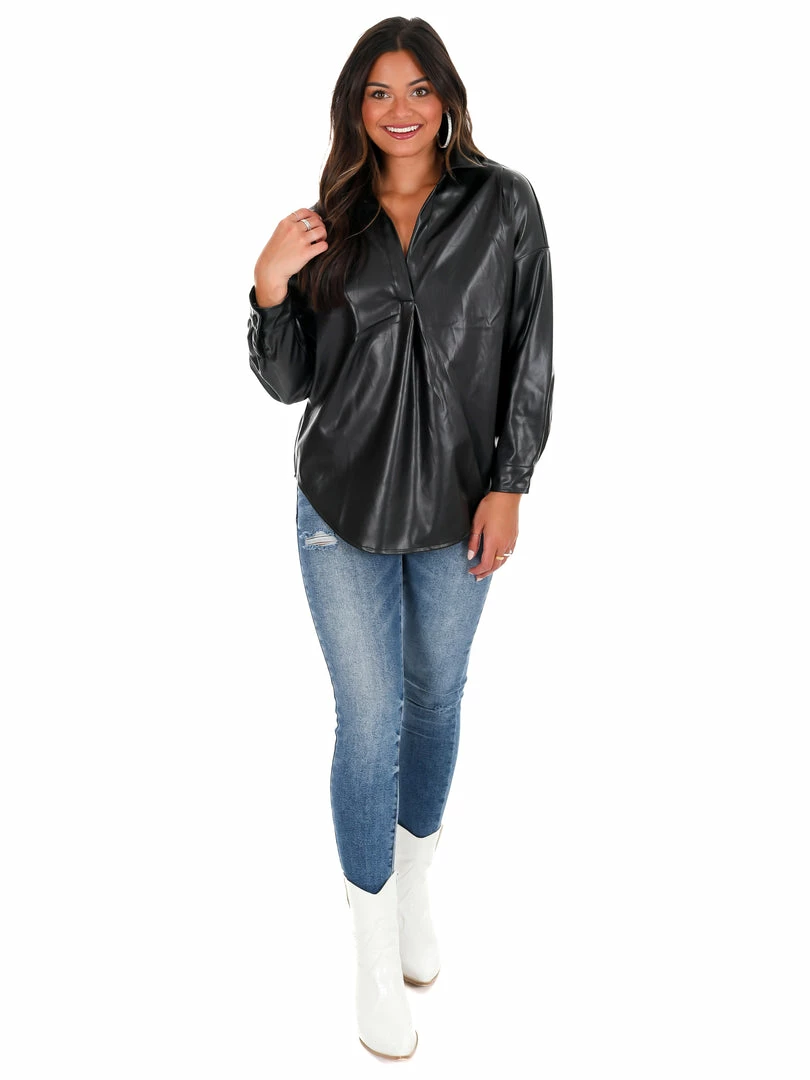 Hot Sale ✨ Day + Moon From My Heart Oversized Leather Top 🎉 6 Day + Moon From My Heart Oversized Leather Top