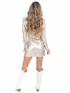 Coupon ๐งจ Day + Moon Steppin' Out Gold Leather ๐ Dress ๐งจ 15 Day + Moon Steppin' Out Gold Leather Dress