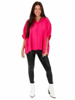 Day + Moon Tops Side By Side Oversized Button Up Top