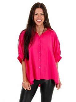 Day + Moon Tops Side By Side Oversized Button Up Top