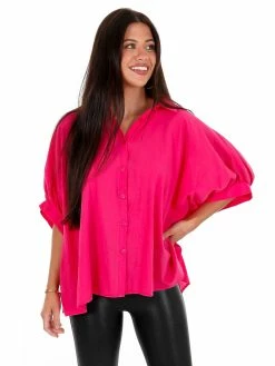 Day + Moon Tops Side By Side Oversized Button Up Top