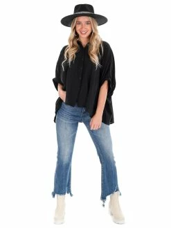 Day + Moon Tops Side By Side Oversized Button Up Top