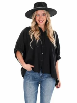 Day + Moon Tops Side By Side Oversized Button Up Top