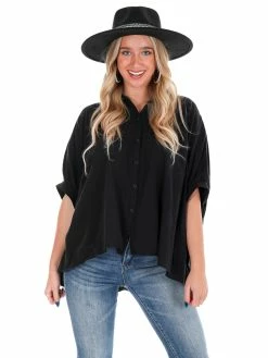 Day + Moon Tops Side By Side Oversized Button Up Top