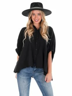 Day + Moon Tops Side By Side Oversized Button Up Top