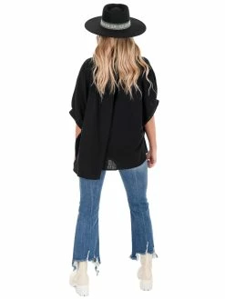 Day + Moon Tops Side By Side Oversized Button Up Top