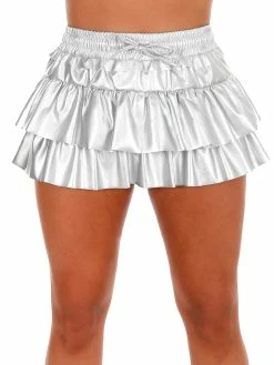 Day + Moon All That Jazz Leather Flounce Skirt Bottoms