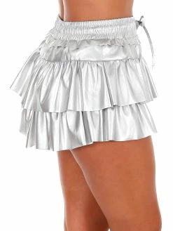 Day + Moon All That Jazz Leather Flounce Skirt Bottoms