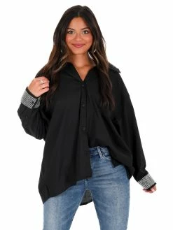 Day + Moon Tops Like It Is Studded Cuff Top