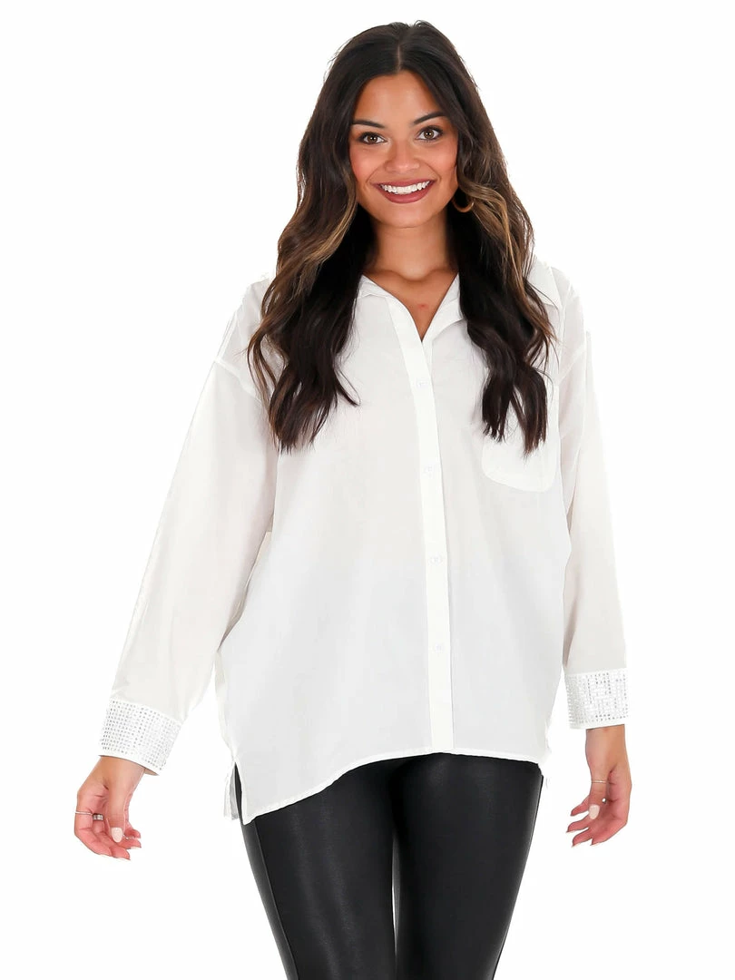 Coupon ๐ Day + Moon Tops Like It Is Studded Cuff Top ๐ 10 Day + Moon Tops Like It Is Studded Cuff Top