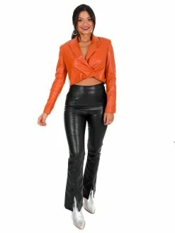 Day + Moon How We Roll Cropped Leather Blazer