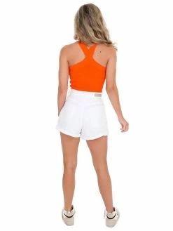 Allie Rose Game Plan Orange Halter Crop Top Apparel