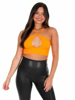 Better Be Cheerleader Front Cross Crop Top