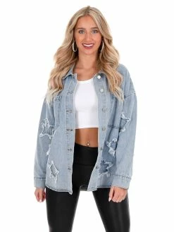 BaeVely Tops Sky Full Of Stars Denim Jacket