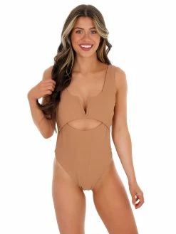 BuddyLove Skipper Tan Cut Out Front One Piece Swimsuit Sale